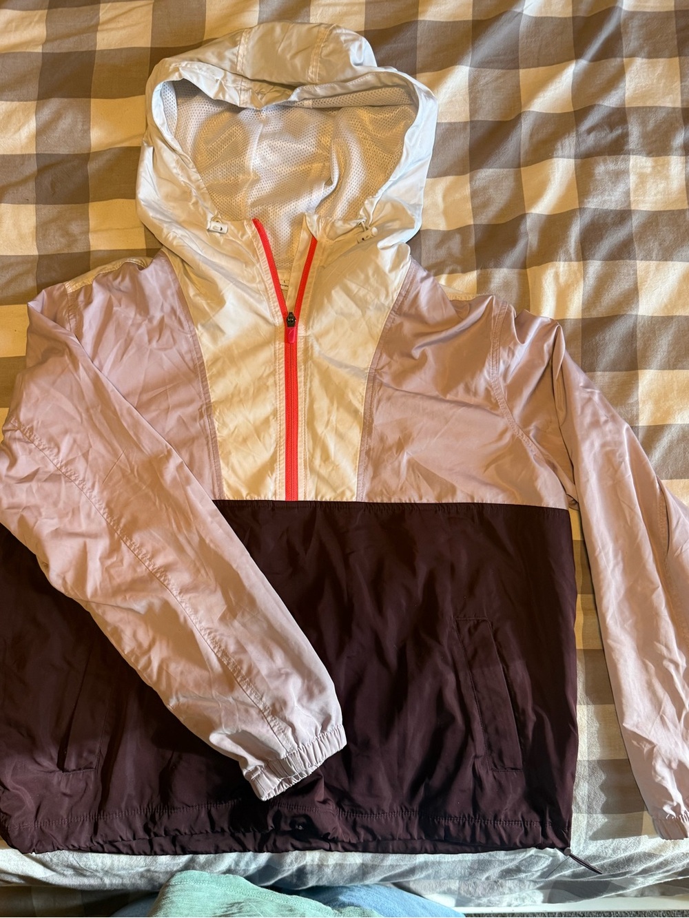 Old Navy Pink, White & Brown Colorblock Hooded Utility Jacket